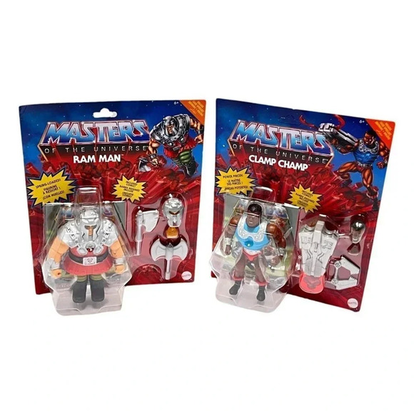 Masters of the Universe Lot 2 Clamp Champ and Ram Man Action Figure New on Card - Picture 1 of 8